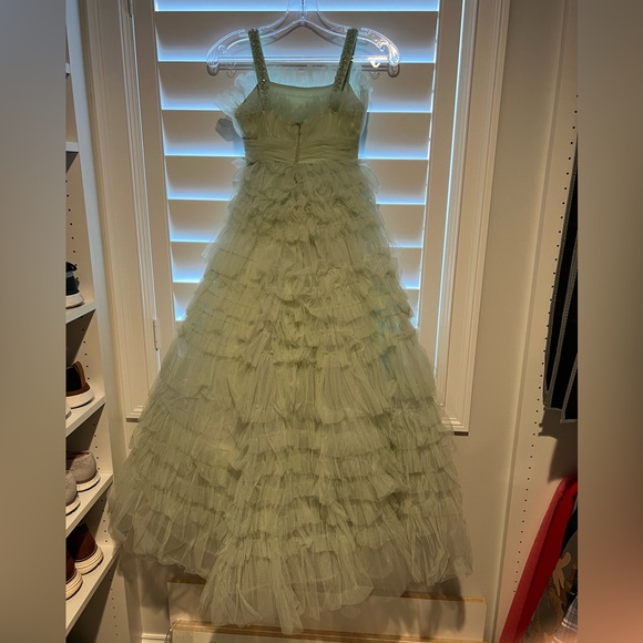 Mac Duggal Girls Tulle Ruffle Dress Green Size 8 - Picture 6 of 8